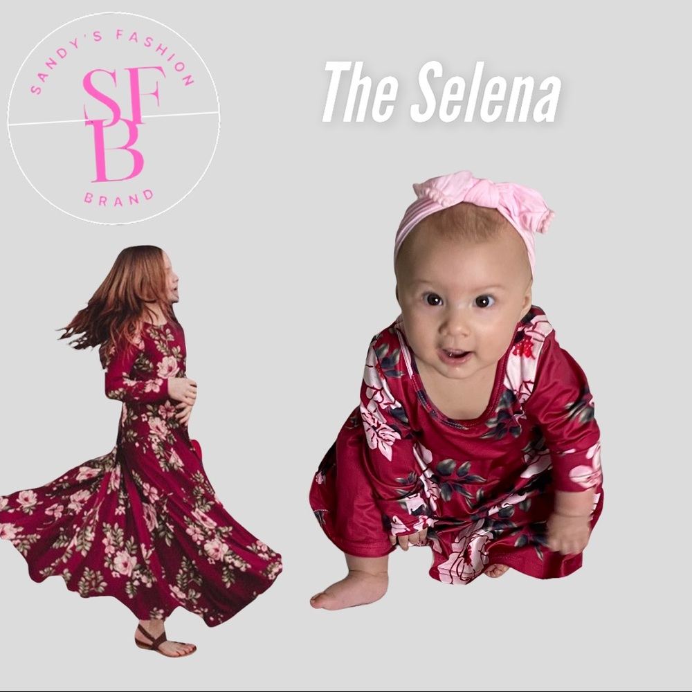 Me & Mommy infant & girl Dress matching outfits, floral printed, maxi dress